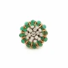 Bague cocktail cabochon émeraudes diamants or jaune