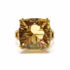 Bague cocktail citrine diamants or jaune