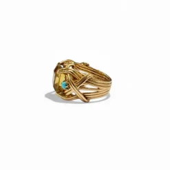 Bague cocktail citrine et turquoise