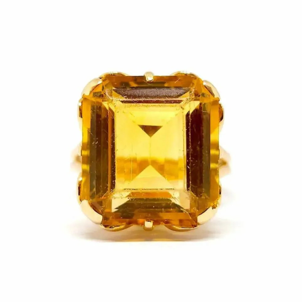 Bague cocktail citrine or jaune