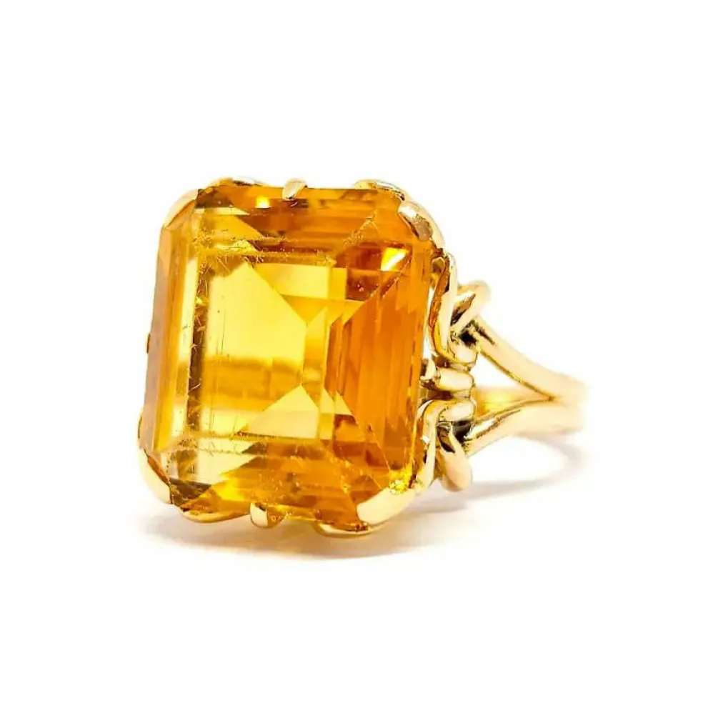 Bague cocktail citrine or jaune