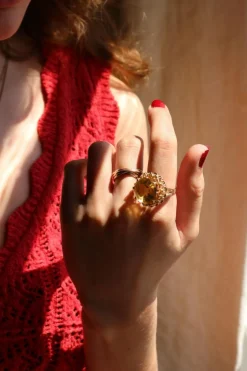 Bague Cocktail Citrine Or Jaune