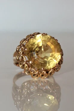 Bague Cocktail Citrine Or Jaune