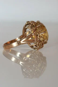 Bague Cocktail Citrine Or Jaune