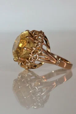 Bague Cocktail Citrine Or Jaune