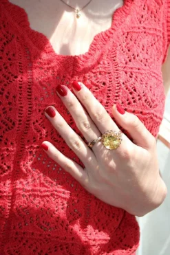 Bague Cocktail Citrine Or Jaune