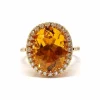 Bague cocktail citrine ovale diamants or jaune