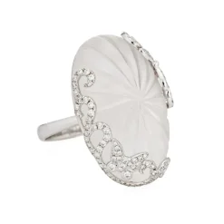 Bague Cocktail cristal de roche et diamant