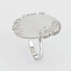 Bague Cocktail cristal de roche et diamant