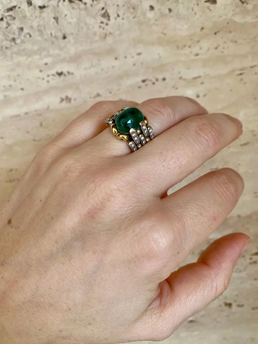 Bague cocktail diamant émeraude Legnazzi 4,50 carats