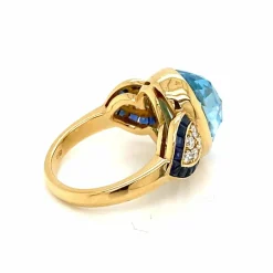 Bague cocktail Diamant Saphir Topaze