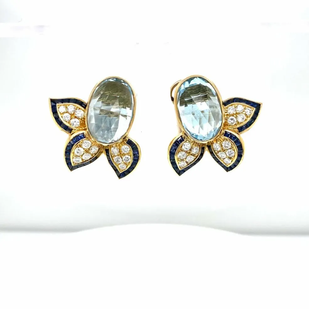 Bague cocktail Diamant Saphir Topaze