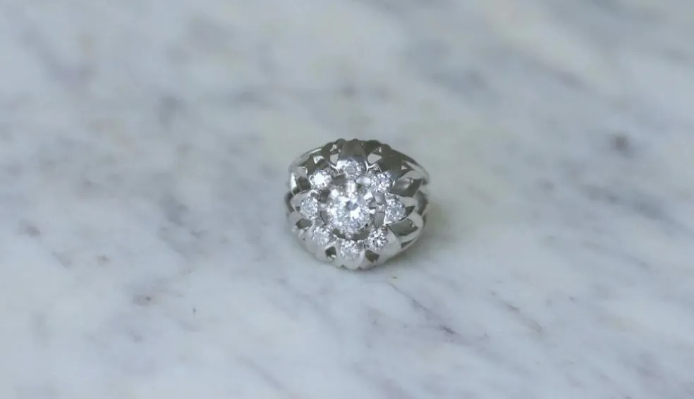 Bague Cocktail Diamants Or Blanc et Platine