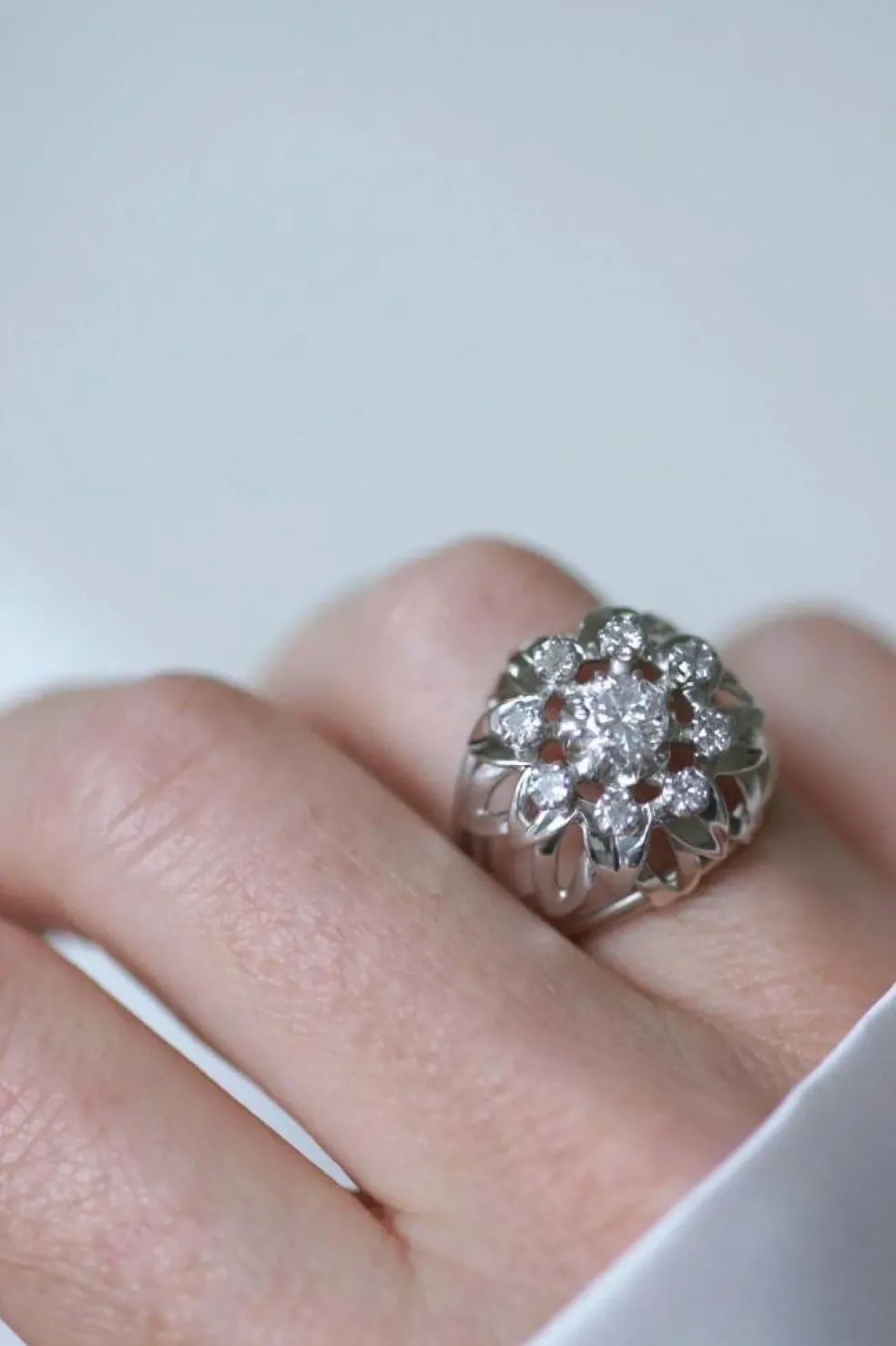 Bague Cocktail Diamants Or Blanc et Platine
