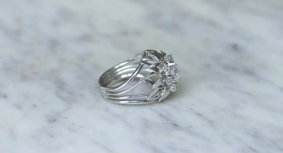 Bague Cocktail Diamants Or Blanc et Platine