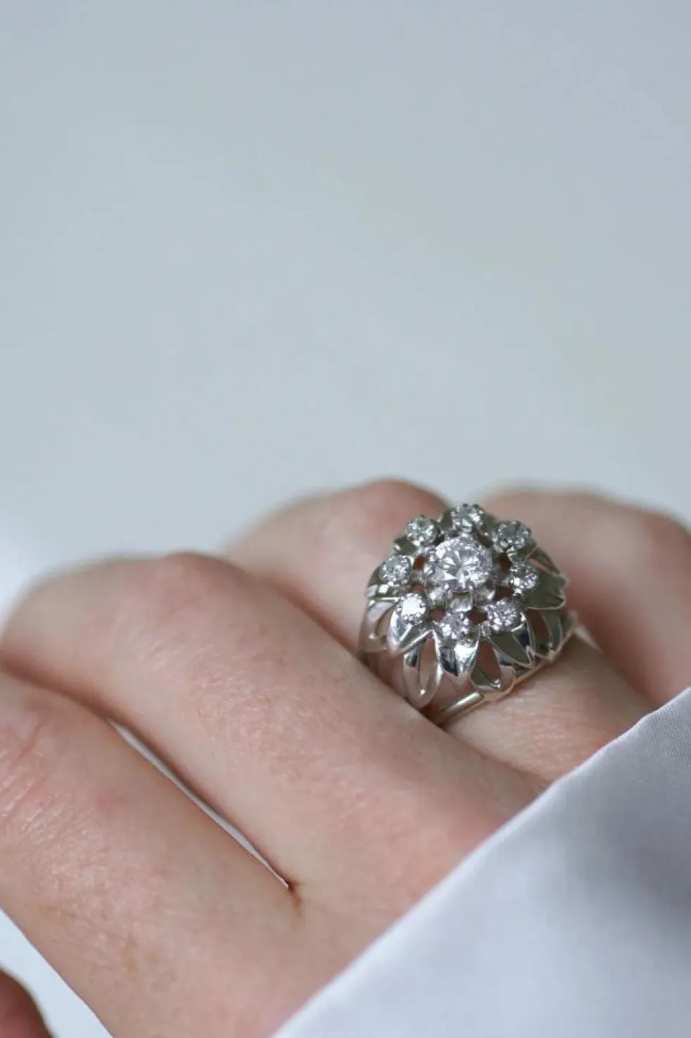 Bague Cocktail Diamants Or Blanc et Platine