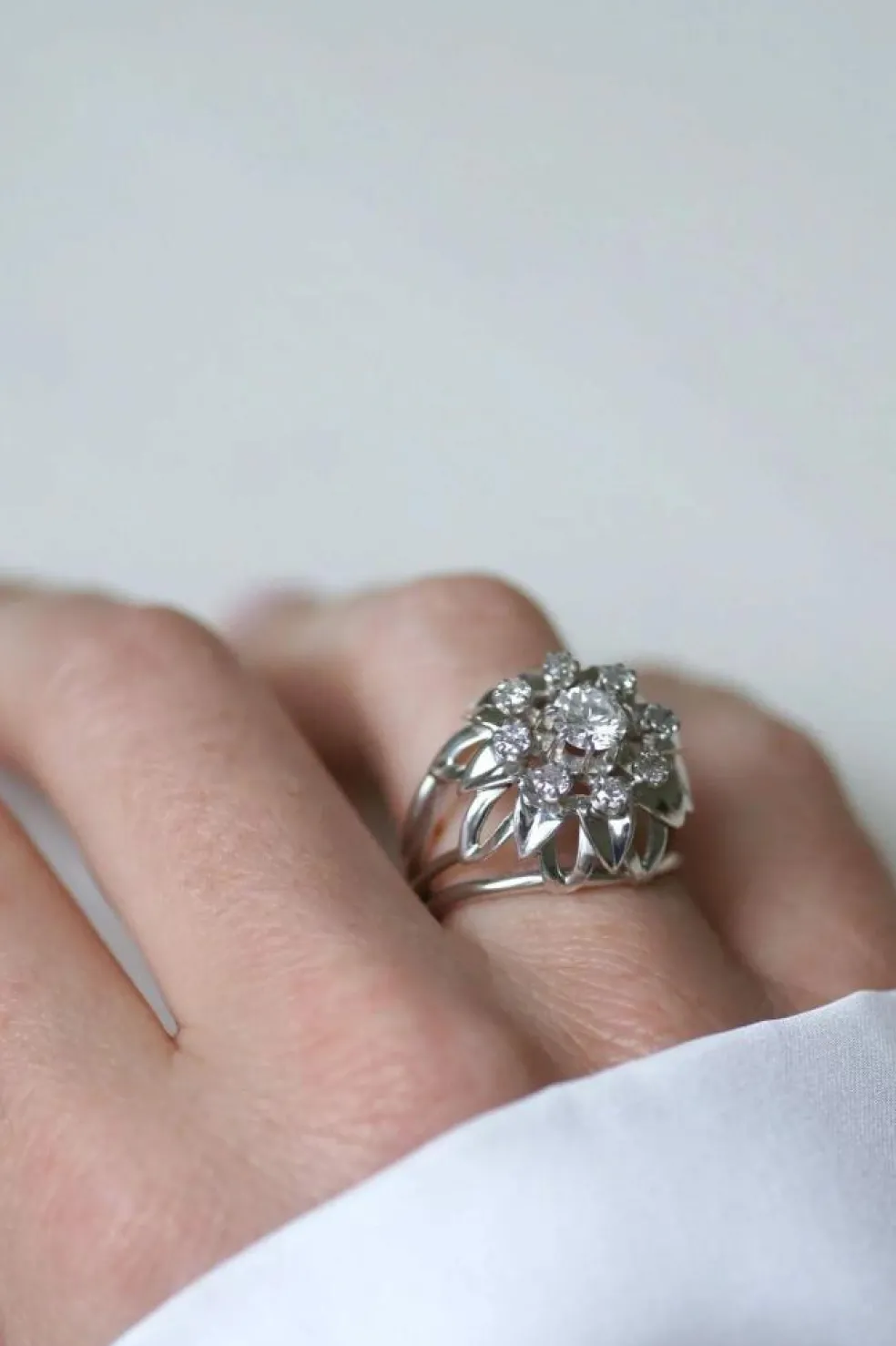Bague Cocktail Diamants Or Blanc et Platine