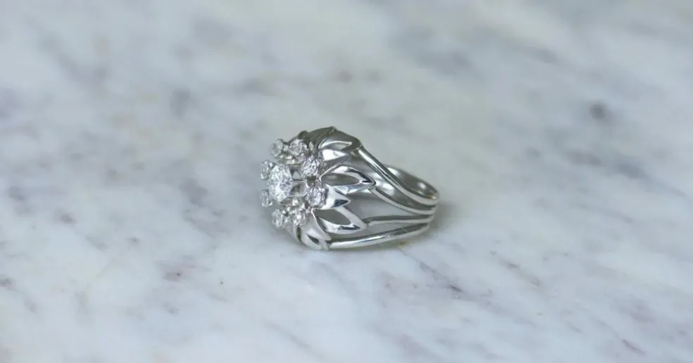 Bague Cocktail Diamants Or Blanc et Platine