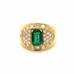 Bague cocktail Emeraude Diamants
