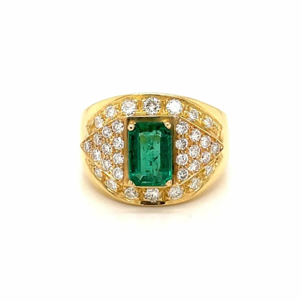 Bague cocktail Emeraude Diamants