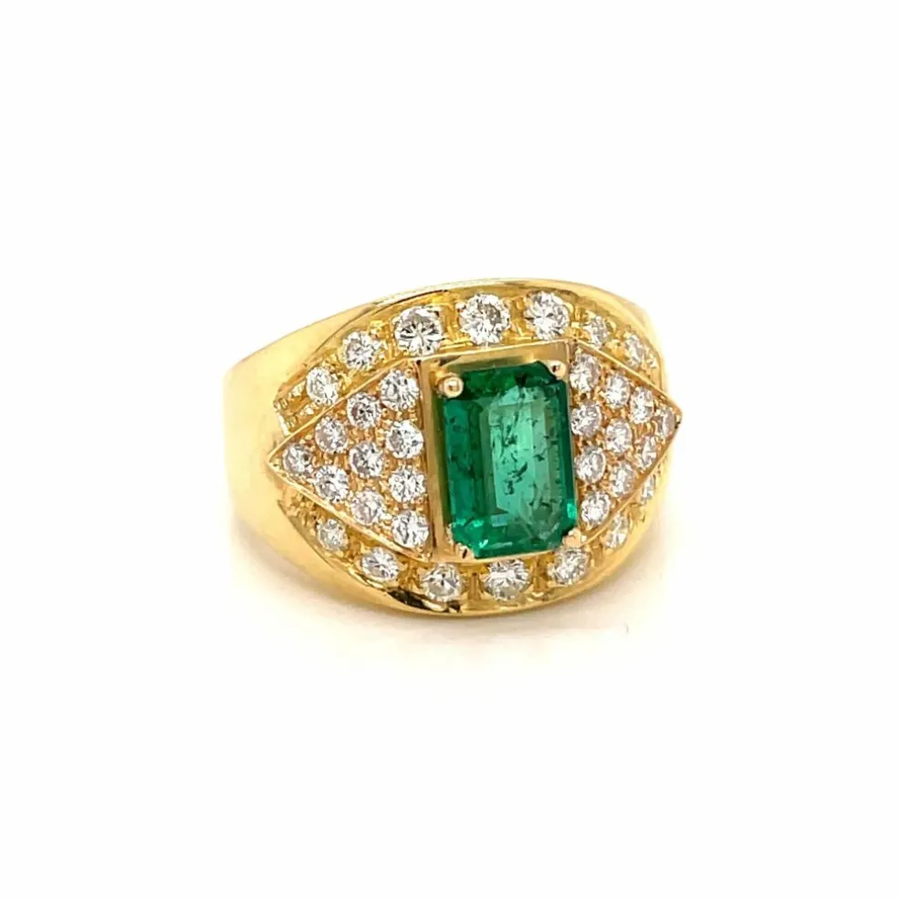 Bague cocktail Emeraude Diamants