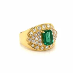 Bague cocktail Emeraude Diamants