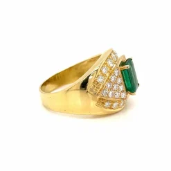 Bague cocktail Emeraude Diamants