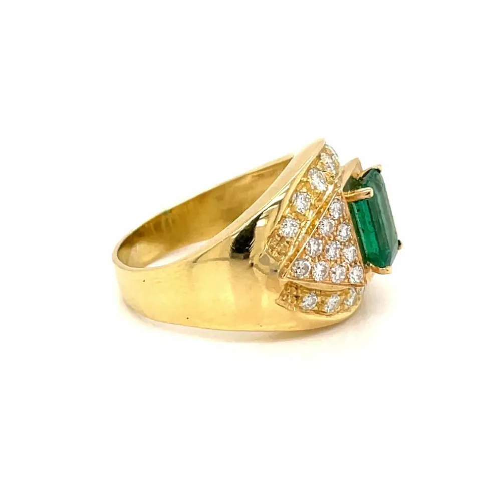 Bague cocktail Emeraude Diamants