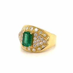Bague cocktail Emeraude Diamants