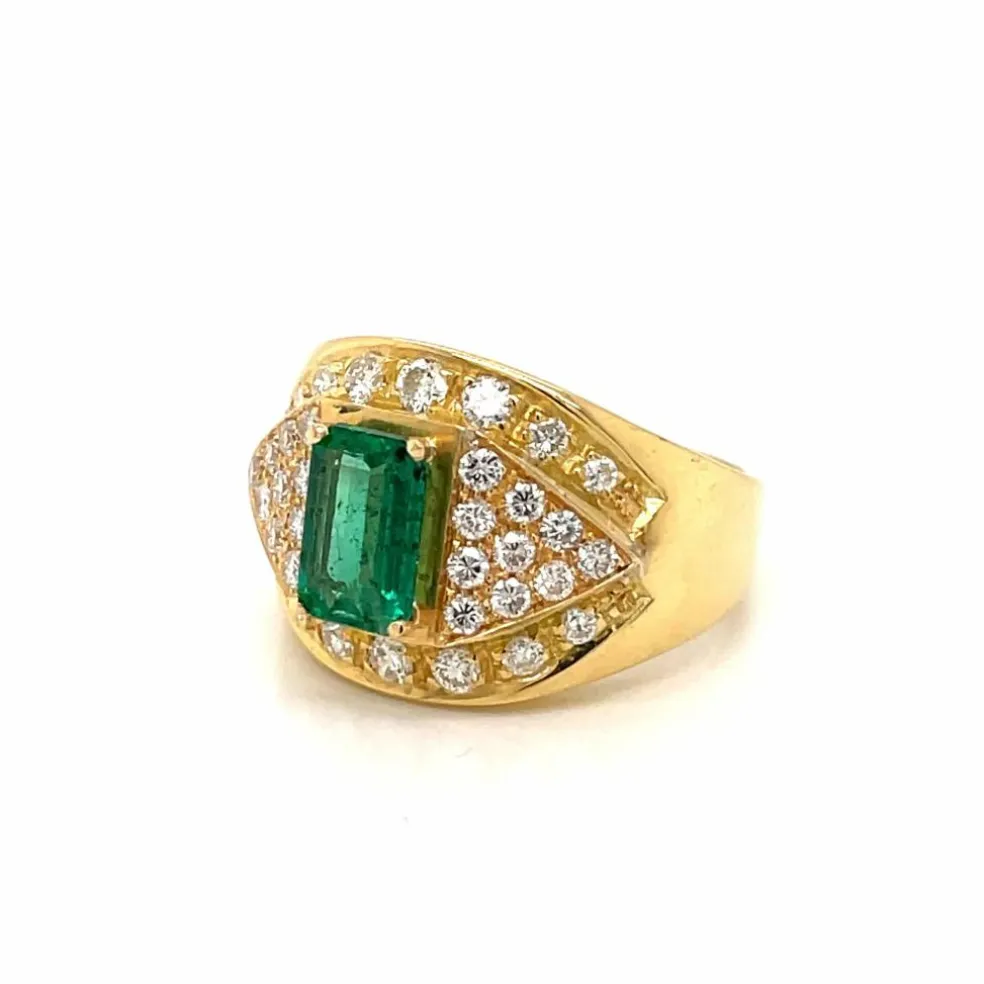 Bague cocktail Emeraude Diamants