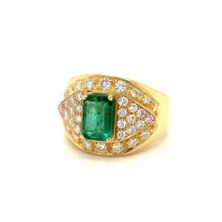 Bague cocktail Emeraude Diamants