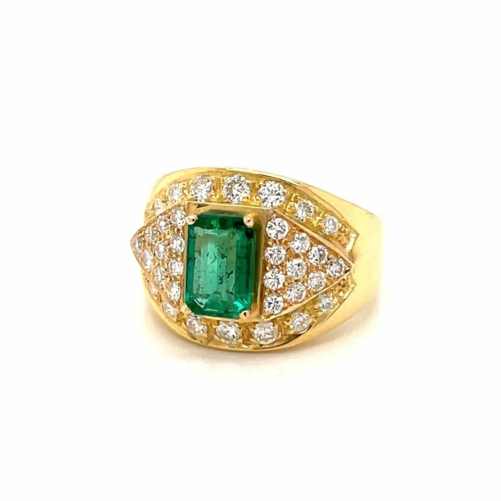 Bague cocktail Emeraude Diamants