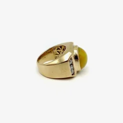 Bague cocktail en or 14 carats avec opale et diamant