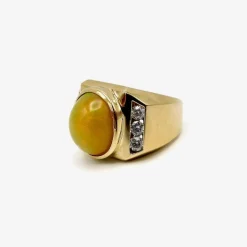 Bague cocktail en or 14 carats avec opale et diamant