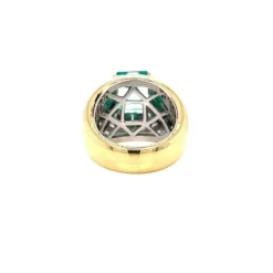 Bague cocktail en or avec diamant émeraude colombienne certifiée rétro