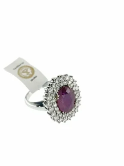 Bague cocktail en or blanc, diamants et rubis 3.40cts certificat IGI