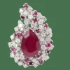 Bague cocktail en or blanc, rubis et diamants