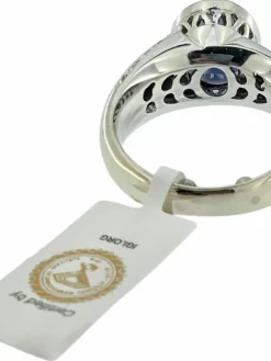 Bague cocktail en or blanc avec iolite et diamants certificat IGI