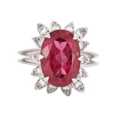 Bague cocktail en or gris Tourmaline et diamants