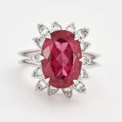 Bague cocktail en or gris Tourmaline et diamants