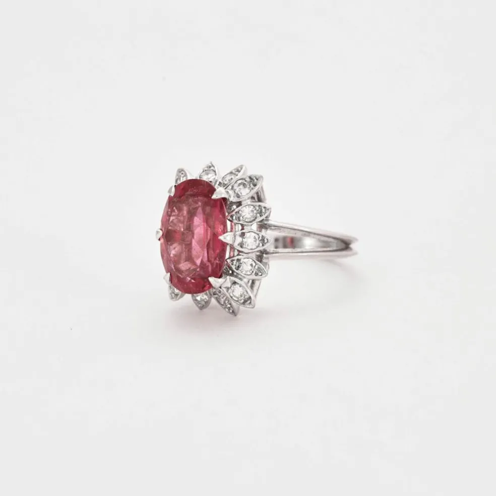Bague cocktail en or gris Tourmaline et diamants