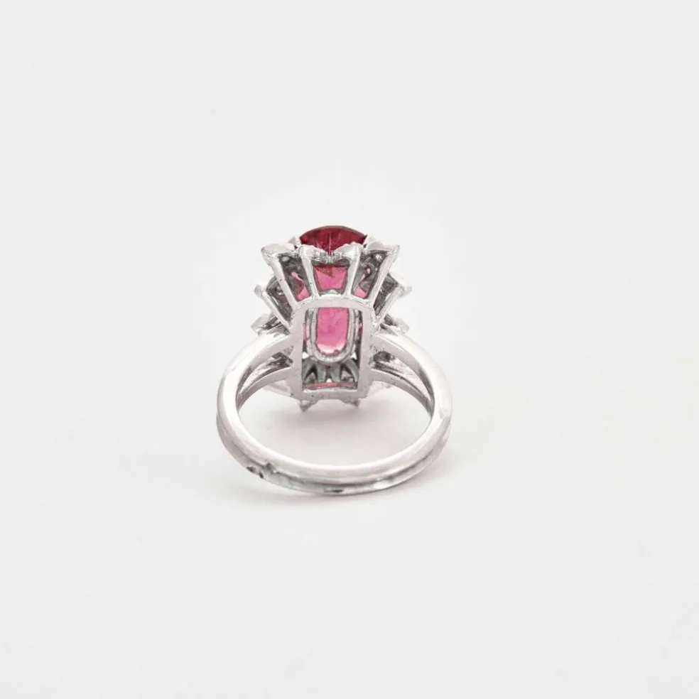 Bague cocktail en or gris Tourmaline et diamants