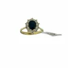 Bague cocktail en or jaune saphir 2.60ct et diamants certificat IGI