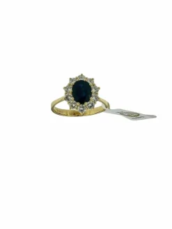 Bague cocktail en or jaune saphir 2.60ct et diamants certificat IGI