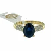 Bague cocktail en or jaune et blanc, diamants et saphir 2.5ct certificat IGI