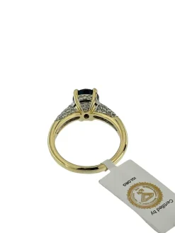 Bague cocktail en or jaune et blanc, diamants et saphir 2.5ct certificat IGI