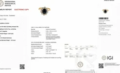 Bague cocktail en or jaune saphir 2.60ct et diamants certificat IGI