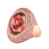 Bague cocktail en or rose 18k, Tourmaline cabochon pavage diamants et saphirs