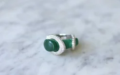 Bague Cocktail Gucci, malachite et diamants sur or blanc