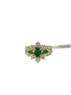 Bague cocktail émeraudes et diamants certificat IGI